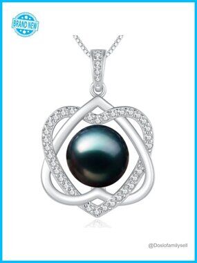 10-11mm AAAA+ Freshwater Pearl Infinity Heart Pendant Necklace 18K White Gold